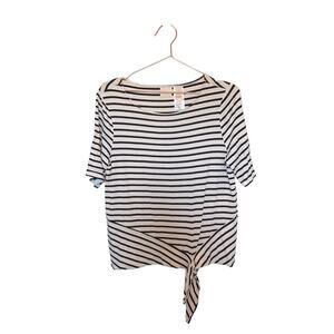 Chicos size 1 medium black and white stripe side tie short sleeved top